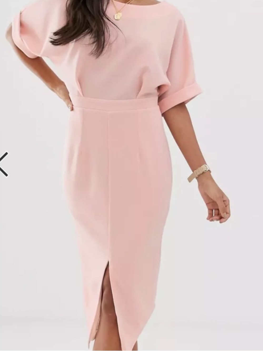 ASOS design pink midi blush dress